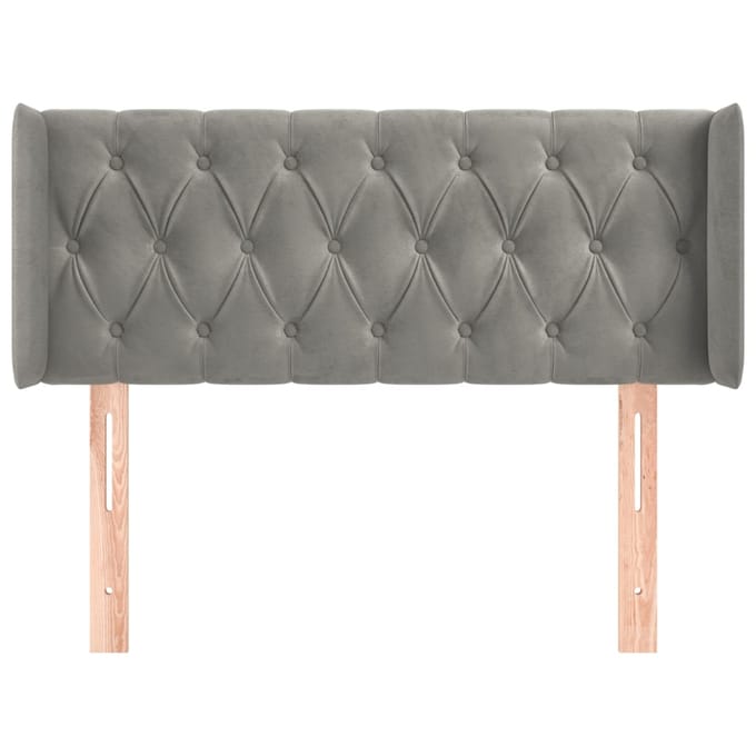 vidaXL - Hoofdbord - met - randen - 93x16x78/88 - cm - fluweel - lichtgrijs