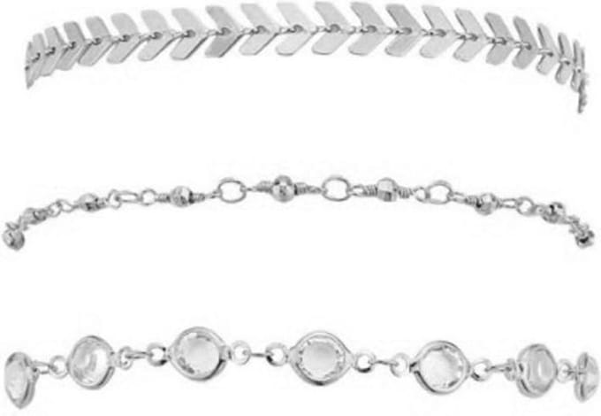 Joboly Multilayer enkelbandje - Dames - Zilverkleurig - 19 cm