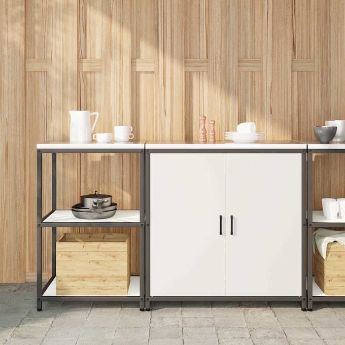 vidaXL - Keukenopbergsysteem - HATTEM - 2 - st - Wit - Koudgewalst - staal