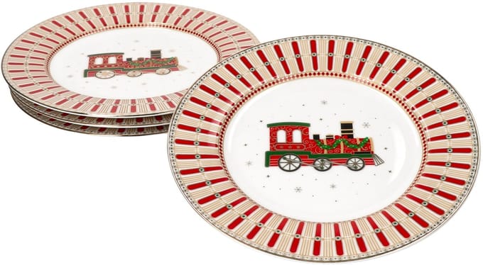 Set van 4 POLAR TRAIN porseleinen gebaksbordjes - R0944#EXPR