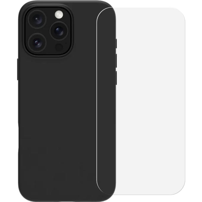 BlueBuilt Back Cover iPhone 16 Pro Zwart + Screenprotector Glas