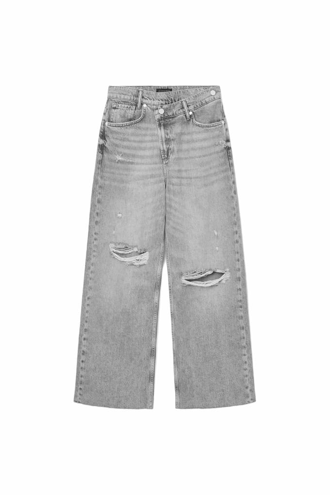 AllSaints Aki Crossover Jean Destroy Grey Größe: W29 | Straight Jeans Outlet | Damen | Grau