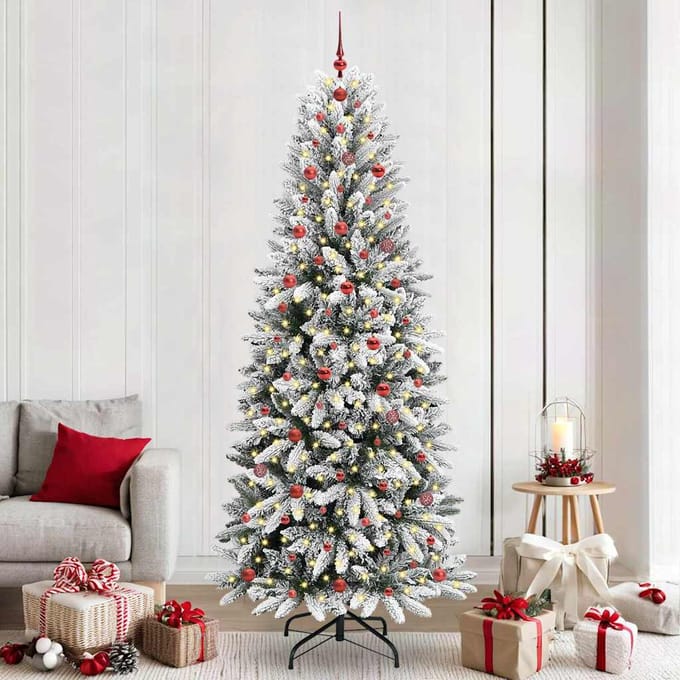 vidaXL - Kunstkerstboom - Wit - 240 - cm - PVC - en - plastic - en - staal - en - PE