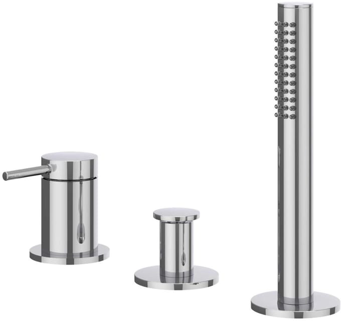 IVY Bond Badrandcombinatie 3-Gats Mengkraan met Uittrekbare Handdouche zonder Uitloop - Chroom