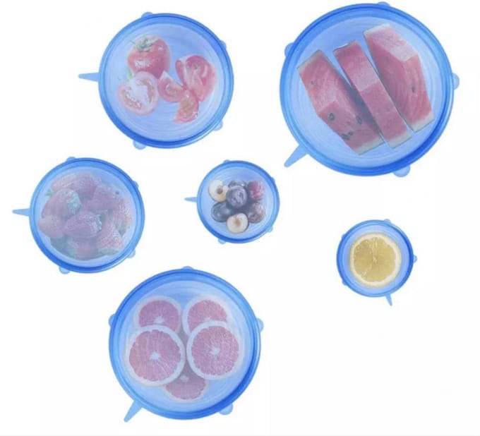 CHPN - Siliconen Deksel - Afsluitdeksel - Duurzaam - Vershoud Deksel - Stretch - Universeel - Herbruikbaar - Blauw - 6 stuks - Diverse formaten