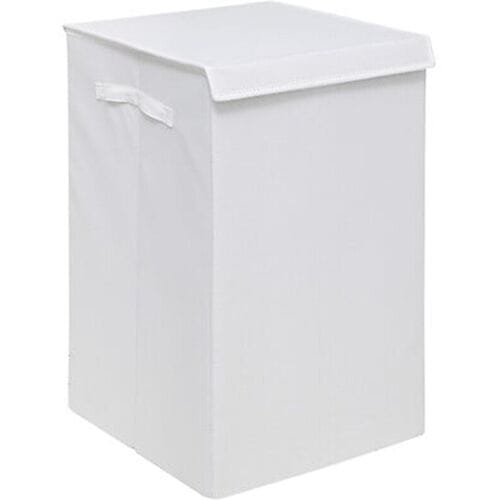 5Five Eureka sorteer wasmand - 74 liter - wit - 37 x 37 x 60 cm - MDF/Polyester stof - met afsluitklep