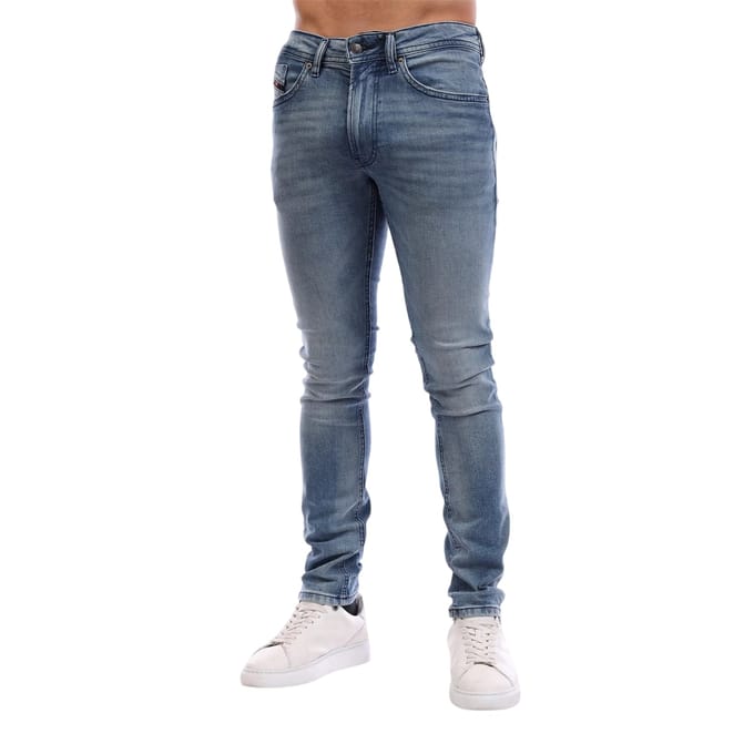 Diesel Heren Gewassen Denim 5 Pocket Rechte Jeans (Blauwe Denim)