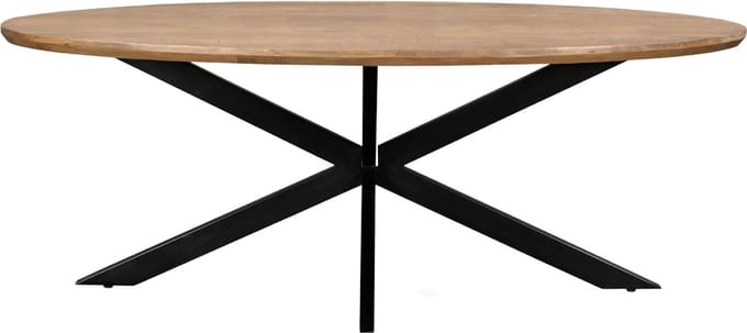 Livingfurn - Eetkamertafel Jesper Oval 240 cm - Mangohout / Gecoat Staal
