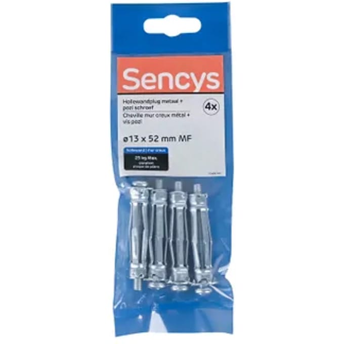 Sencys Plug Voor Gipsplaat Staal - Diam. 13x52mm - 4 Stuks