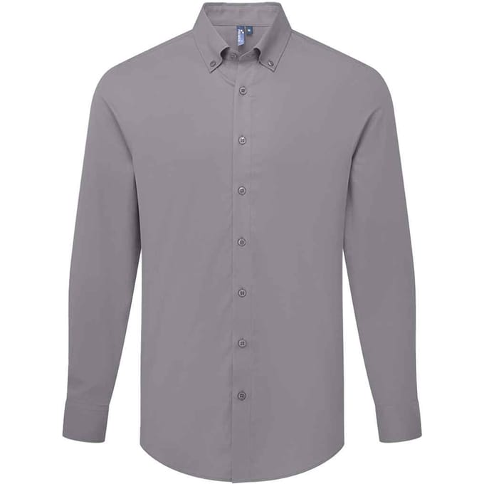 Premier Heren Supreme Oxford Formeel Overhemd Met Lange Mouwen (Staal)