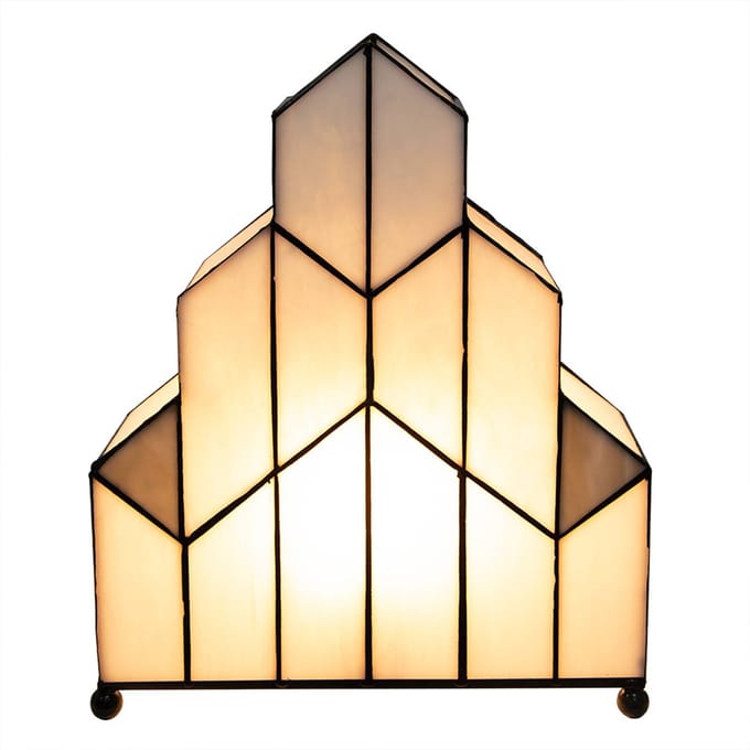 Lumilamp Tiffany Tafellamp 30x4x25 cm Wit Glas
