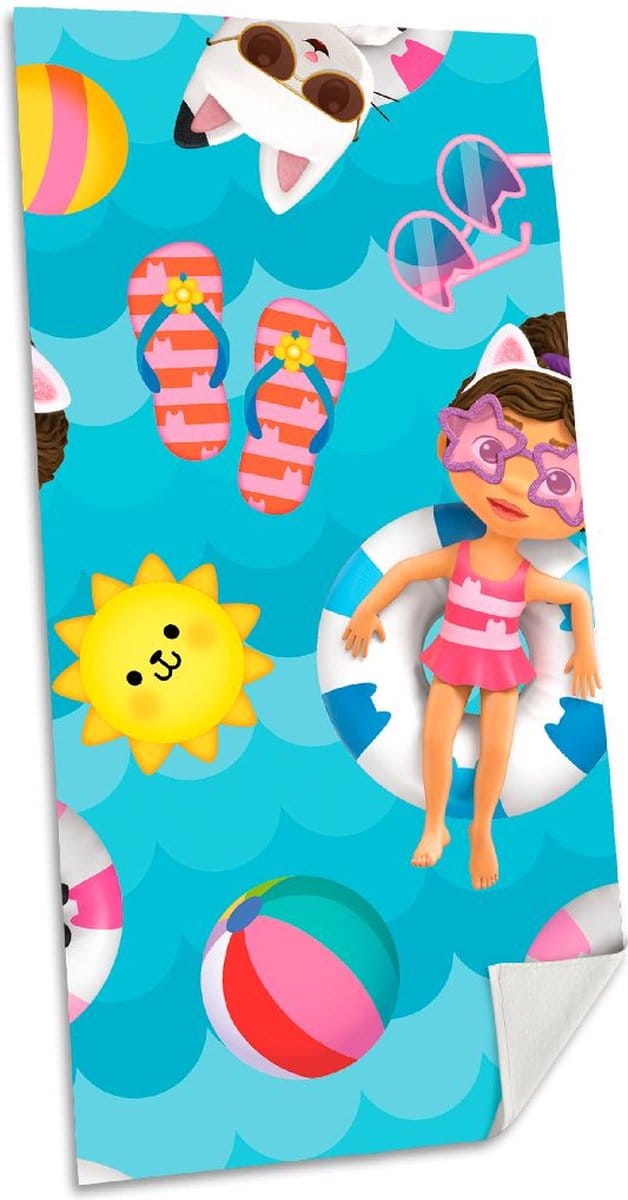 Serviette pour enfants Maison de poupée de Gabby 70 x 140 cm Serviette de bain et de plage