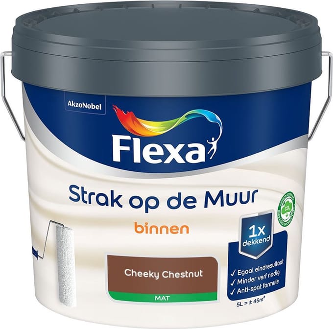 Flexa - Strak Op De Muur Binnen Mat - Cheeky Chestnut - Mengverf - 5 L