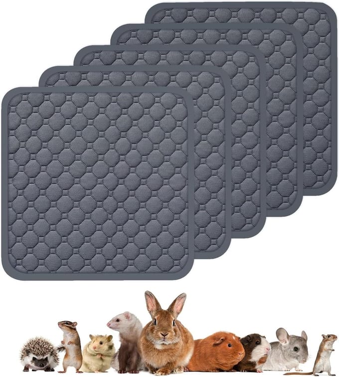 Fleece Bodembedekking C&C - Hok Liners - Knaagdieren Verblijf - Waterdicht & Ademend - 61 x 61 cm - Lichtgrijs