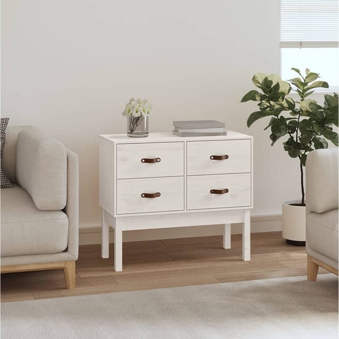 vidaXL - Wandkast - 90x40x78 - cm - massief - grenenhout - wit