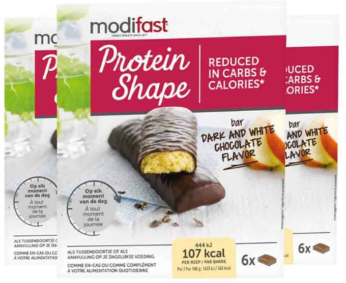 Modifast Protein Shape Reep Pure & Witte Chocolade - 3 x 6 x 31 gr - Voordeelverpakking