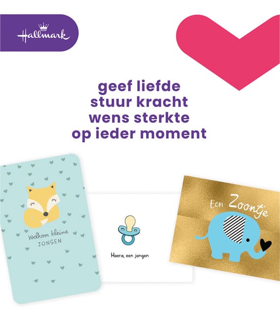 Wenskaart Hallmark Business Box geboorte zoon navulset à 6 stuks