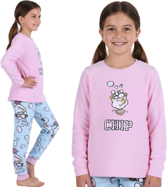 DISNEY Chip Potts WARM, damespyjama met lange mouwen, POLAR pyjama voor de winter