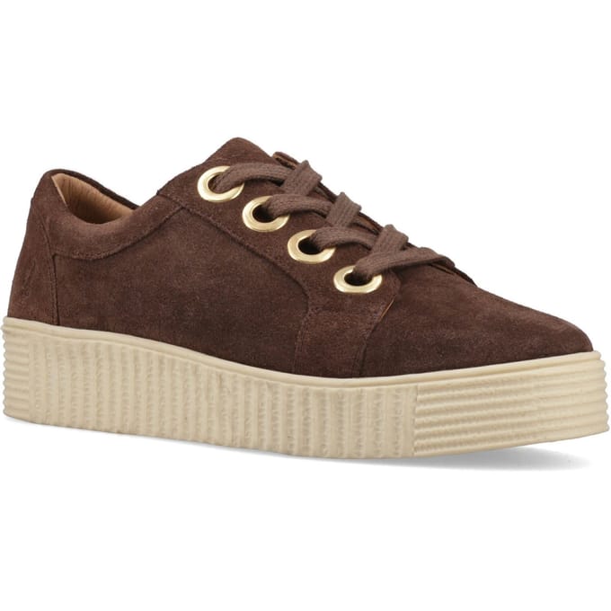 Hush Puppies Tamsin Suède Dames Chocolade Slim Fit Sneakers