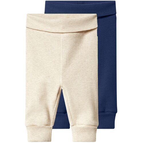 LUPILU Set van 2 baby broekjes (donkerblauw/beige, 62-68)
