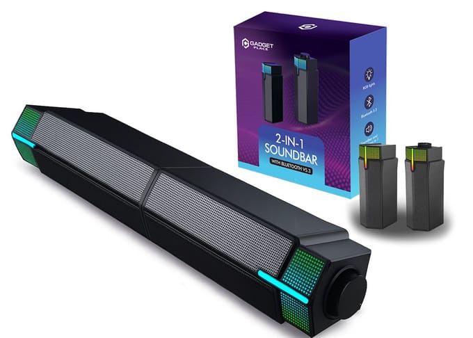2 in 1 Soundbar PC speakers met Bluetooth 5.3 - RGB verlichting - Speakerset - Computer Speakers