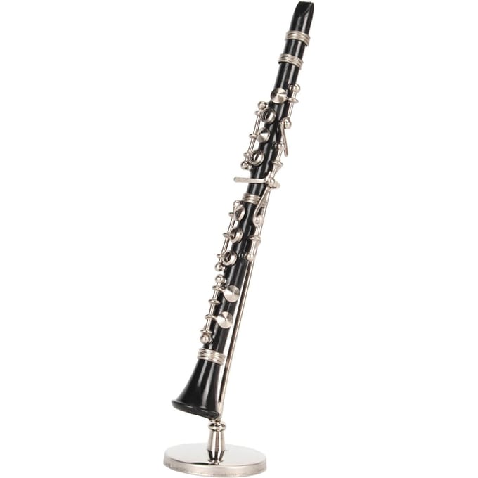 Miniatuur Klarinet Model Speelgoed met Standaard en Koffer Klarinet Model Display Muziekinstrumenten Huis Ornament 5.12in gray