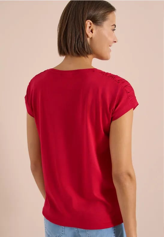 Shirt met korte mouwen en rimpels