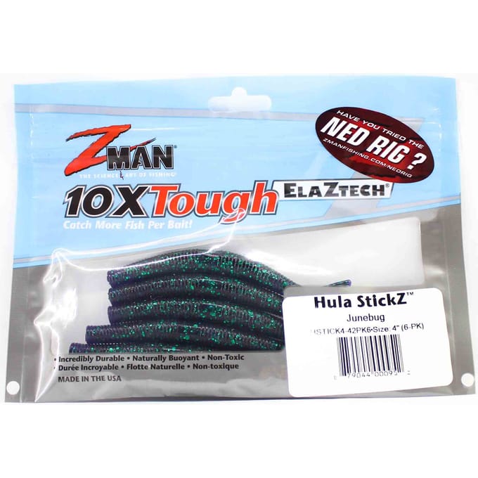 Zman Zacht kunstaas Hula Stickz 4 Inch 6/Pack Junebug (0952)