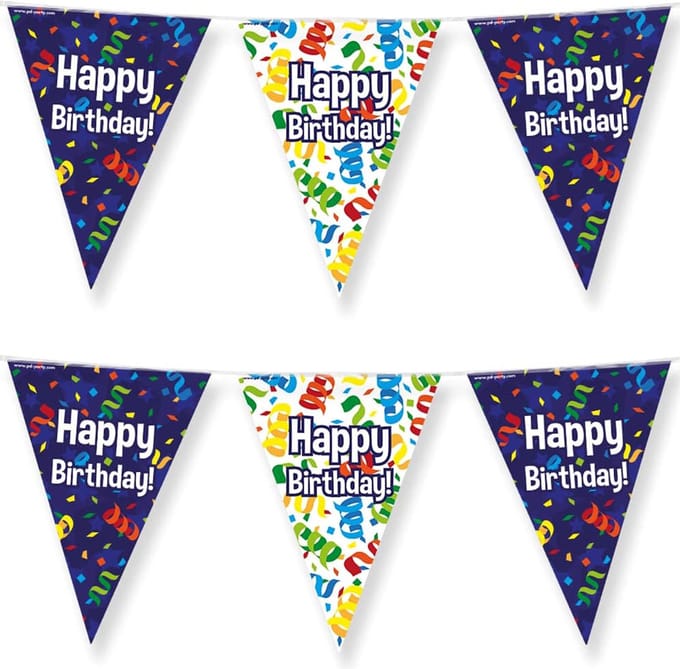 Paperdreams Vlaggenlijn - 2x - Happy birthday/verjaardags feest - 10m