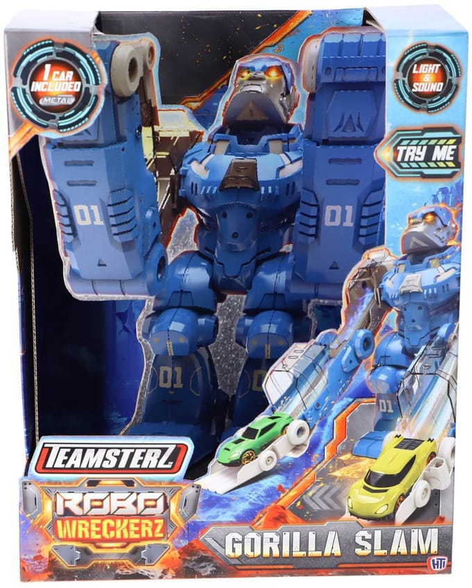 Robot gorilla auto lanceerder met licht en geluid en 1 auto speelgoed.