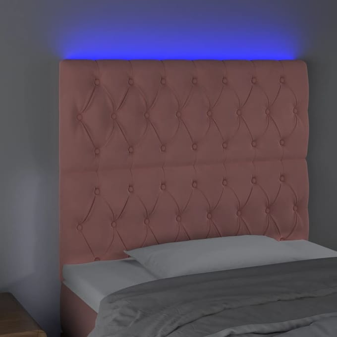 vidaXL - Hoofdbord - LED - 100x7x118/128 - cm - fluweel - roze