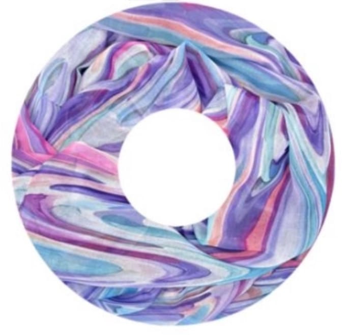 Dunne Colsjaal - Print - (25594#) - Paars/Ecru