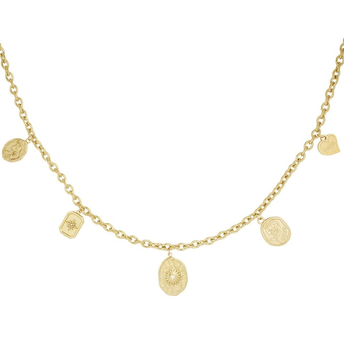 Ketting - Yehwang - Goud - Bedels - Statement ketting - Stainless steel - Sieraden