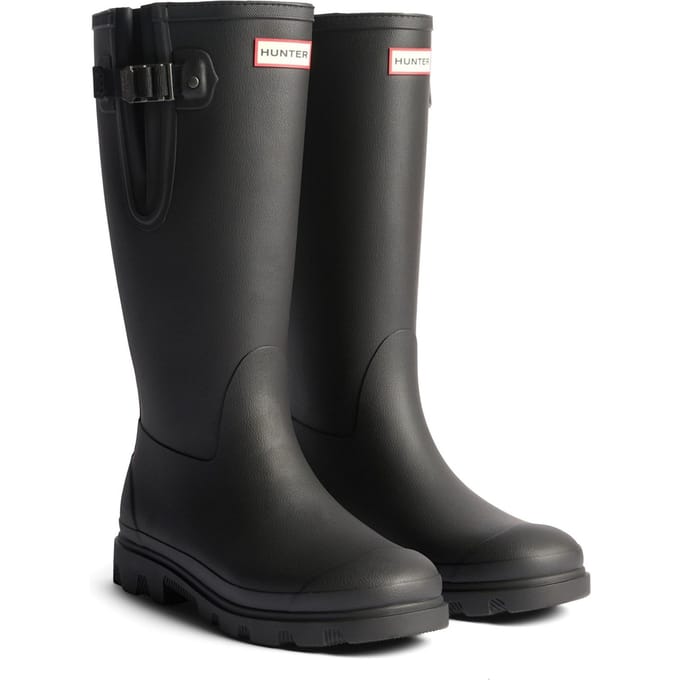 Hunter Field Downpour Laars Rubber Dames Zwarte Wellington Boots