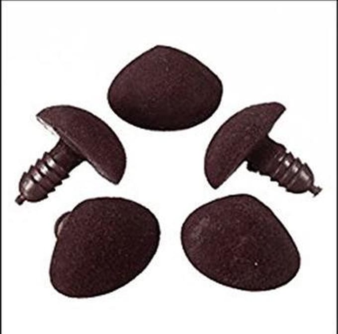 5x Bruine Fluwelen hobby neusjes ca 12mm x 14mm - NBH®