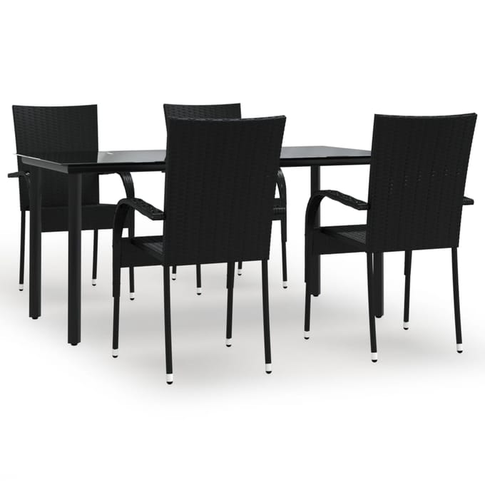 vidaXL - 5-delige - Tuinset - poly - rattan - zwart