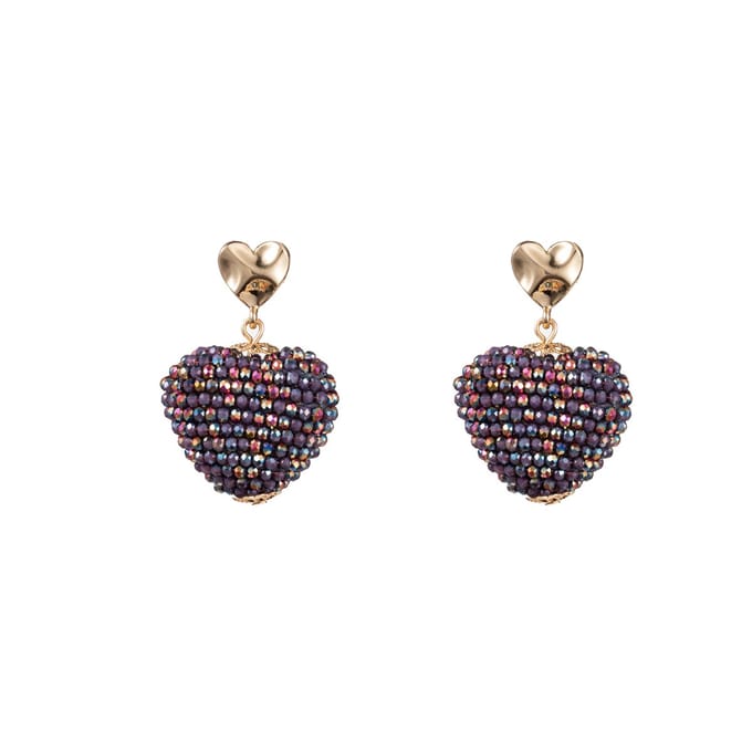 Go Dutch Label Oorknoppen full on beads hartje Lavender