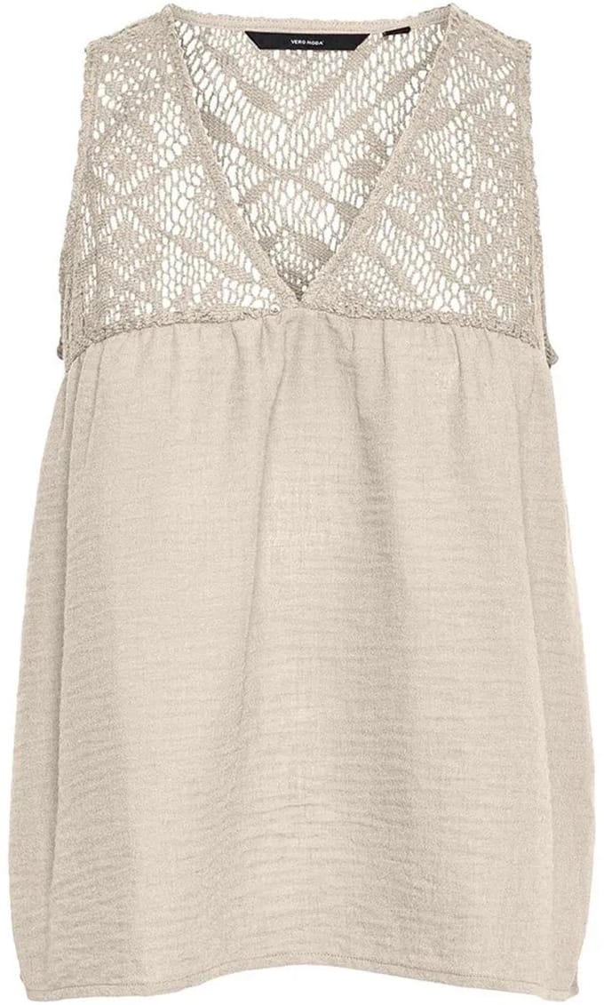 Vero Moda Chris Mouwloze Blouse Beige M Vrouw