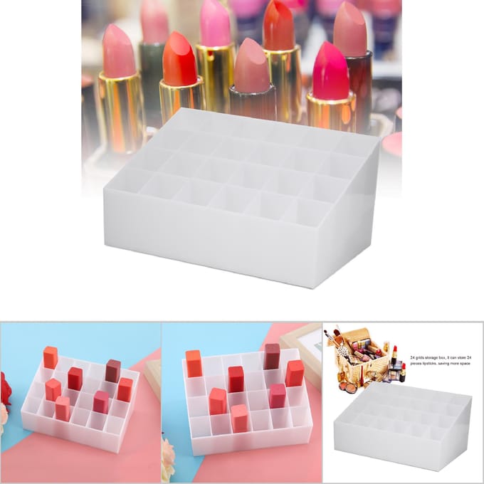 24 Vakken Lippenstifthouder Displaystandaard Cosmetica Organizer Make-up Opbergdoos (Wit) wit
