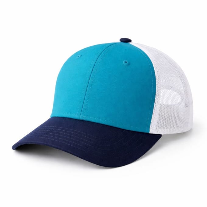 Trucker Cap - Local - Aqua & Navy – Verstelbare Baseball Cap met Mesh Achterkant – Unisex Volwassenen
