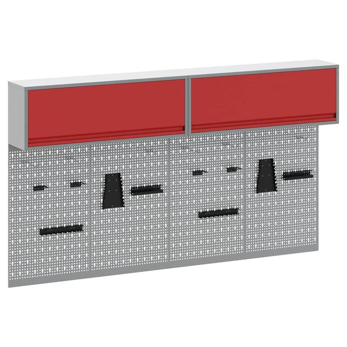 vidaXL - Gereedschapskast - Set - met - plank - 6 - st - Rood - Gepoedercoat - staal