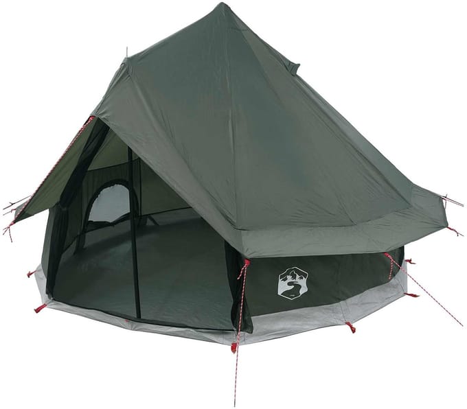 vidaXL - Tipi - Tent - 4-persoons - Leger - Groen - Polyester - en - Staal
