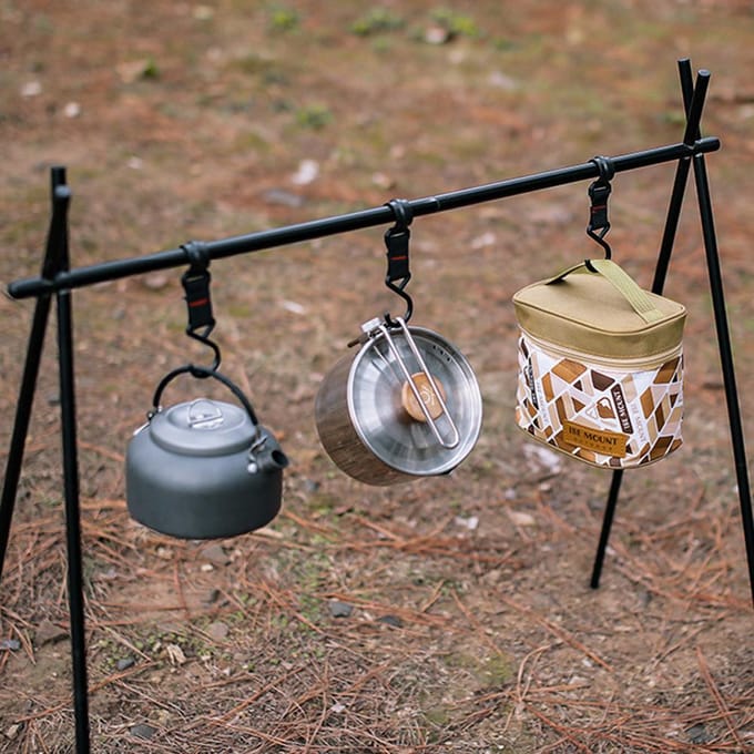 Buitencondimentenopslagset Campingkruidenpotten Opbergzakset Draagbare BBQ Picknickkruik bruin