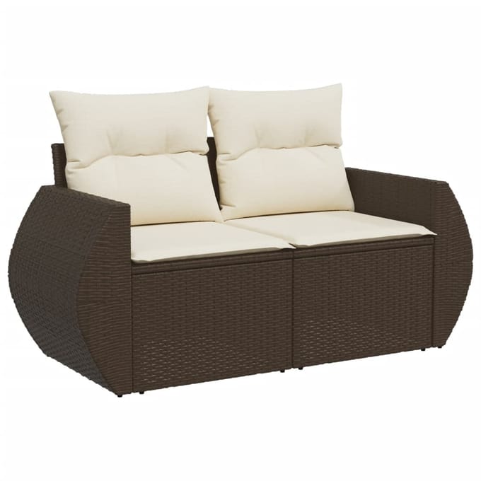 vidaXL - 11-delige - Loungeset - met - kussens - poly - rattan - bruin