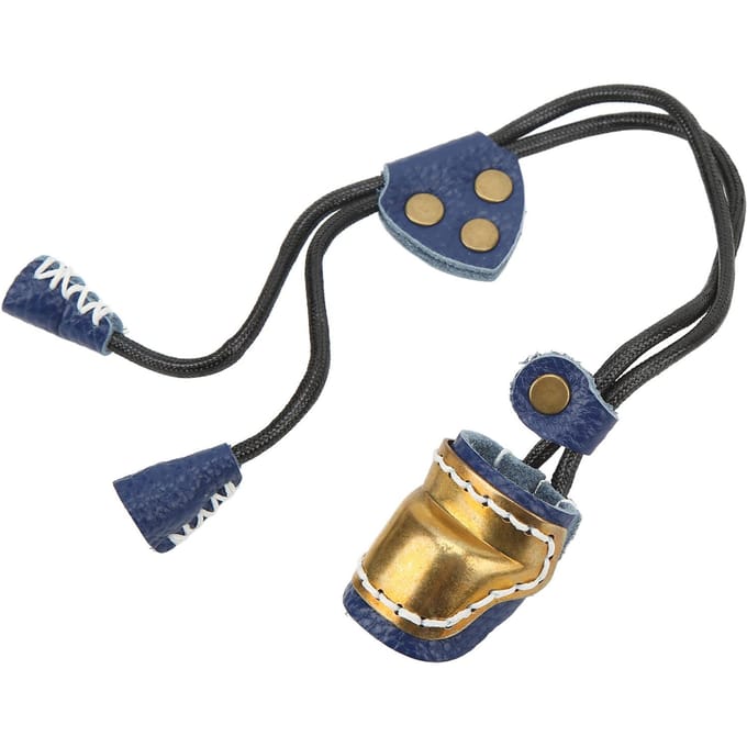 Protection de doigts pour tir à l'arc Protège-doigts en laiton et cuir Anneau de pouce pour tir à l'arc Équipement de tir à l'arc traditionnel Extérieur bleu