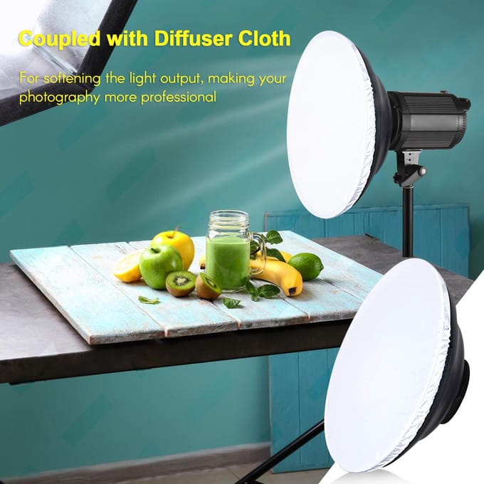 41.2cm/16in Studio Fotografie Reflector Beauty Dish Diffuser met Honingraatraster & Zachte Doek voor Silver Internal Surface