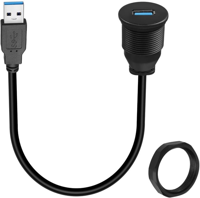 QIANRENON USB 3.0 Korte Adapter voor Auto Dashboard - 5Gbps Opladen