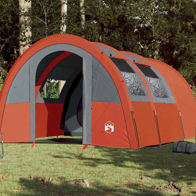 Vidaxl Tente de Camping, 4 Personnes, Gris-Orange, Imperméable