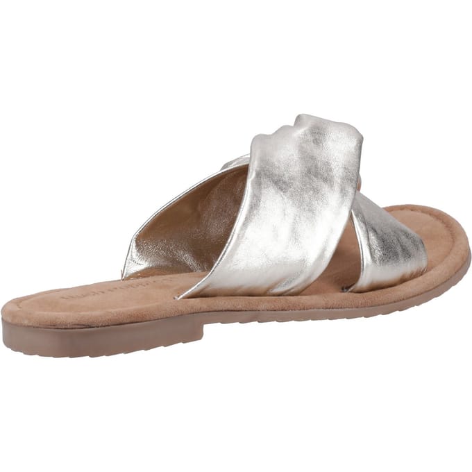 Hush Puppies Amy Brede Pasvorm Leren Dames Gouden Sandalen