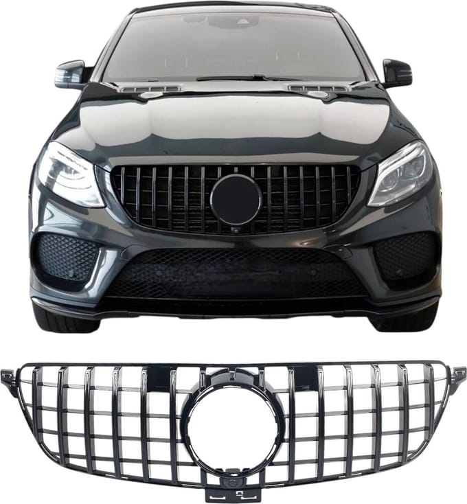Grill geschikt voor Mercedes GLE - W166 - Glans Zwart - Van 2015-2019